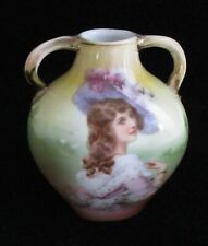ANTIQUE ROYAL BAYREUTH SMALL PORCELAIN VASE GLAMOROUS VICTORIAN LADY picture