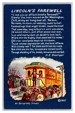Springfield IL Illinois Lincoln's Farewell Advertisement by Biedinger Postcard picture