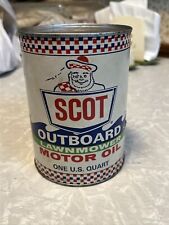 Vintage SCOT Outboard Lawnmower Motor Oil One Quart  Rare Antique Full Can picture