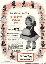 1954 PAPER AD Fortune Toys Ninette Walking Doll Costume Globe Train F-7 HO  picture