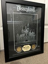 Disneyland Resort Opening Day 1955 Etched Glass Panel Two 24kt Gold Overlay Coin picture