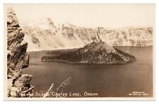RPPC Wizard Island Crater Lake Oregon Postcard Real Photo  Markham The Dalles OR picture