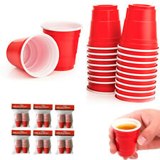 120ct Mini Red Cups 2oz Plastic Disposable Shot Glasses Party Shooter picture