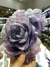 2.53lb Natural Fluorite Quartz Carved Flower Skull Crystal Reiki Healing Decor picture