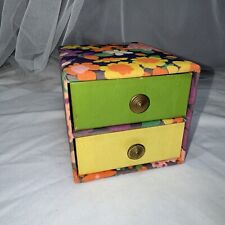 Vintage 60s Flower Fabric Drawers Desk Top Make Up Table Organizer MCM picture
