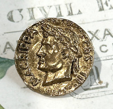 Vintage Imitation Coin Button. VERBAL. Man's Head w/Laurel Wreath.  1 & 1/16