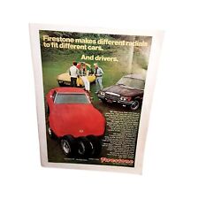 1974 Firestone Tires Red Corvette Mercedes Benz Vintage Print Ad 70s picture