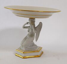 Antique Sevres White Porcelain Winged Bisque Angel Pedestal Dish 1700's French picture
