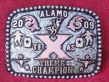 RODEO X~TREME BULL RIDING CHAMPION TROPHY BELT BUCKLE☆ALAMO TEXAS☆RARE☆2009☆66 picture