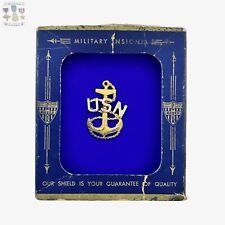 1/20 10K GOLD STERLING WWII NAVY CHIEF PETTY OFFICER INSIGNIA OVERSEAS CAP BADGE picture