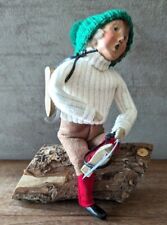 Byers Choice The Carolers Ice Skater Boy Sitting On Log 1993 Ice Skates Log picture