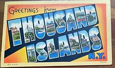 Greetings from Thousand Islands NY Vintage Postcard-1939-Colorful Fun Graphics picture