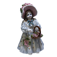 Schmid 1993 Yamada Girl Basket Rose Porcelain Music Box Figurine Signed 147/1500 picture