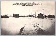 Vintage Postcard Charles St. Lakeside flood Middletown Ohio 3/25/1913 *C8651 picture