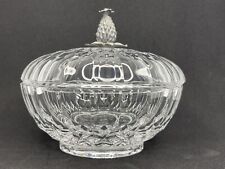 Vintage Signed Val St Lambert Crystal Covered Candy Dish Trinket Pineapple picture