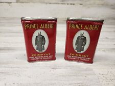2 Vintage Prince Albert Crimp Cut Cigarette and Pipe Tobacco Can Tin Empty picture
