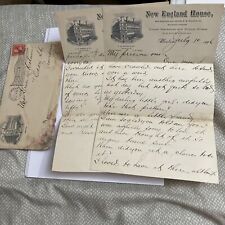 Antique 1896 Letter New England House Hotel Letterhead Boston Massachusetts MA picture