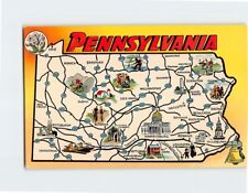 Postcard Pennsylvania Map USA North America picture