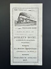 1897 Antique Palmyra Mo, Time Table And Travelers Guide - Dudley’s Hotel - Train picture