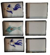 Vintage Lot Of 3 Miniature Blown Glass Fish Figurines picture
