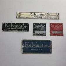 5 Vintage KELVINATOR Kitchen Refrigerator Metal Plaque Advertising Emblems picture