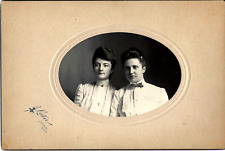 Vintage Cabinet Photo Two Women Period Blouses and Interesting Hair Styles picture