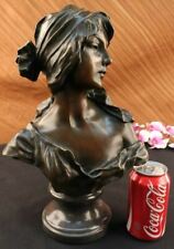 MAIDEN BUST BY FRENCH ARTISIAN MILO BRONZE ART DECO HOT CAST FIGURINE STATUE picture