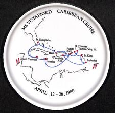 Norwegian Caribbean Cruse MS Vistafjord 1980 Ceramic Tip Tray w/ Route Map VGC picture