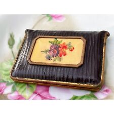 Antique Leather Floral Celluoid Make-up compact picture