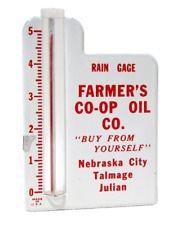 Farmer's Co-op Oil Metal Rain Gauge Nebraska City Talmage Julian Advertising picture