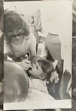 Vintage Photo Pretty Beautiful Mom With Sweet Cute Little Girl Big Bow Unusual picture