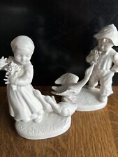 Set Of 2 Vintage 1976 Holland Boy & Girl With Geese Figurines picture