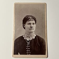 CDV 1880 Woman of LOWELL MASSACHUSETTS Carte de Visite Photo LOOPED BRAIDS HAIR picture