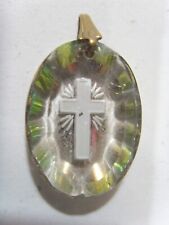 1930s antique Christian reverse intaglio cross pendant cut crystal 53127 picture