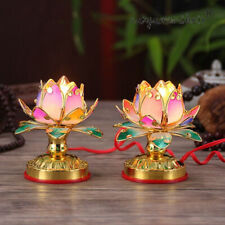 2pcs 12cm Colorful Worship Buddha Lotus Lamp Temple Shrine Lights picture