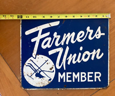 Vintage Farmers Union Member Double Sided Metal Sign picture