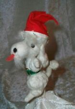 Vintage White French Santa Poodle Dog Flocked Blow Mold Christmas Tree Ornament picture