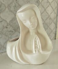 Vintage Pottery Virgin Mary Rosery USA Large Planter Catholic Religious Praying picture