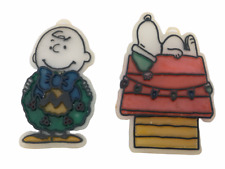 Vtg. 1950 1958 Peanuts Snoopy Doghouse Plastic Flat Textured Christmas Ornament picture