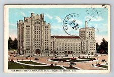 Detroit MI-Michigan, New Masonic Temple, c1924, Vintage Postcard picture