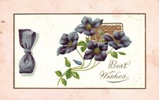 Vintage Postcard 1909 Best Wishes Violets Flower Greetings Souvenir Card picture