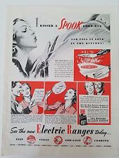 1938 Electric Kitchen Stove Ranges Feel The Love Kissed A Spook Goodbye Ad picture