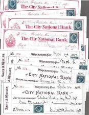 10 Worcester Massachusetts Bank Checks 1878-1882 picture