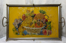 Vintage/Antique? Reverse Painted Tray on Wood Metal Frame believed to be Polish picture