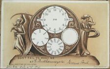 Father Time, Clock 1912 Meeting Scheduling Postcard, Embossed Color Litho picture