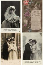 WEDDING COUPLES REAL PHOTO GLAMOUR 74 Vintage Postcards pre-1940 (L6676) picture
