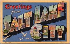 Vintage SALT LAKE CITY, Utah Large Letter Postcard - Curteich Linen c1934 Unused picture