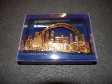 COLOR EXPRESSIONS-TWO HANDS NEW YORK CITY SKYLINE ORNAMENT BRASS & GOLD PLATED picture