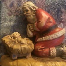 Vintage Fontanini Santa Claus Kneeling Praying Baby Jesus Nativity Figurine 598 picture