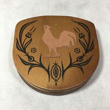 Vintage Wood Hinged Hamburger Press Copper Rooster picture